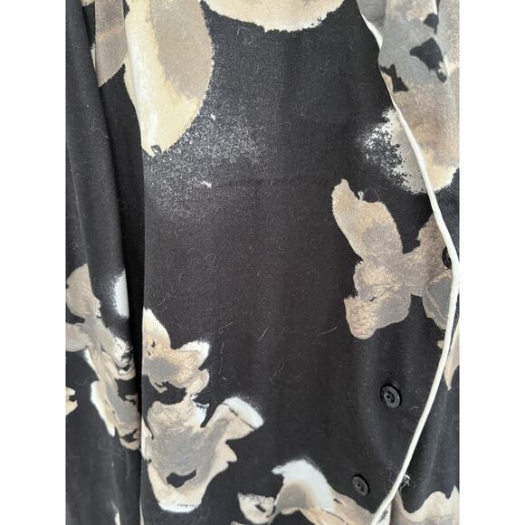 Nicole Miller Womens XL Pajama Set Black Floral Cottagecore Coastal Grandma - Picture 4 of 7